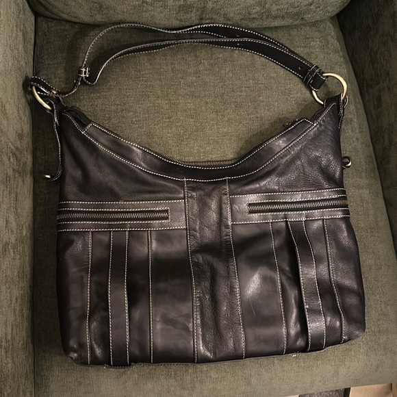 Black soft leather handbag Aqua Madonna - Picture 2 of 10